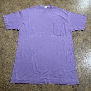 vintage selvedge pocket t-shirt XL Purple THIN Made In USA Single Stitch